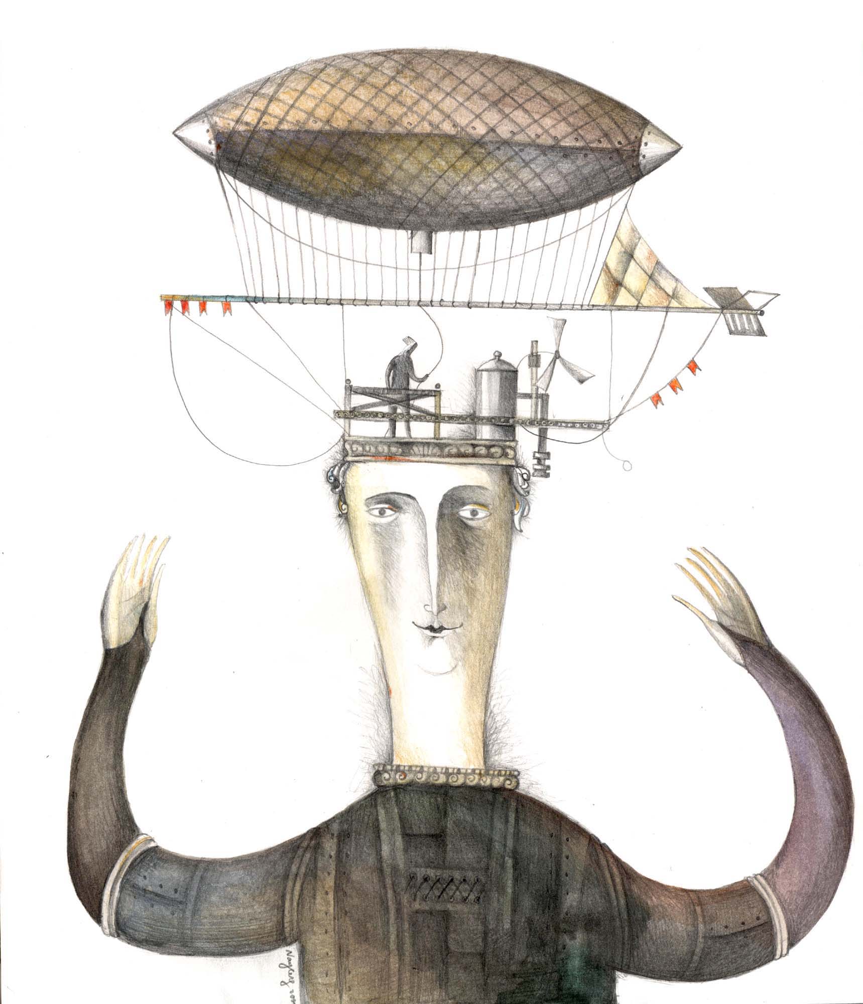 Drawing of Aerowoman 3, Mixed media