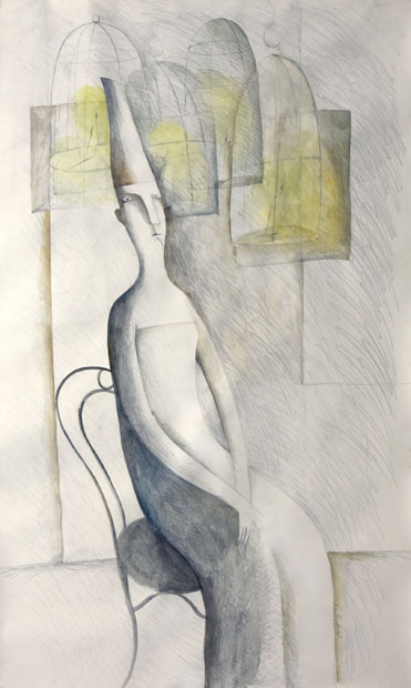 Drawing Cages, Pencil,Ink,WaterColor, Paper