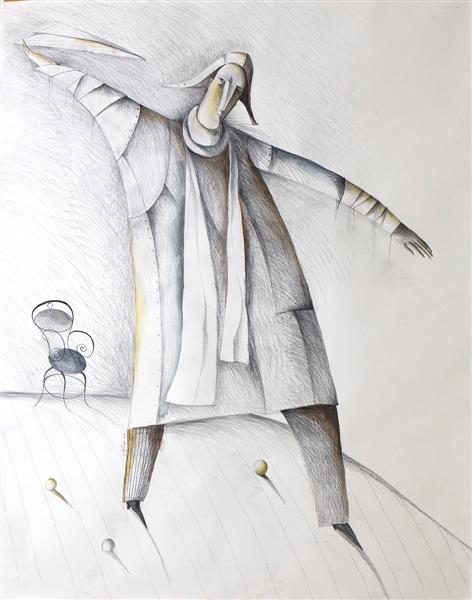 Drawing Pilot, Pencil,Ink, WaterColor, Paper